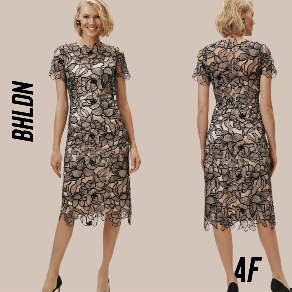 BHLDN BY JS COLLECTIONS SOUTACHE LACE MIDI DRESS NWT NEW SIZE 8